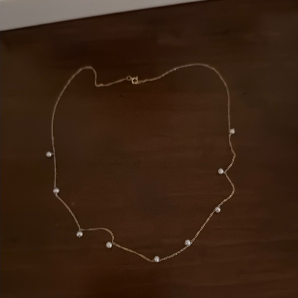 Elegant Gold Pearl Necklace 14kt